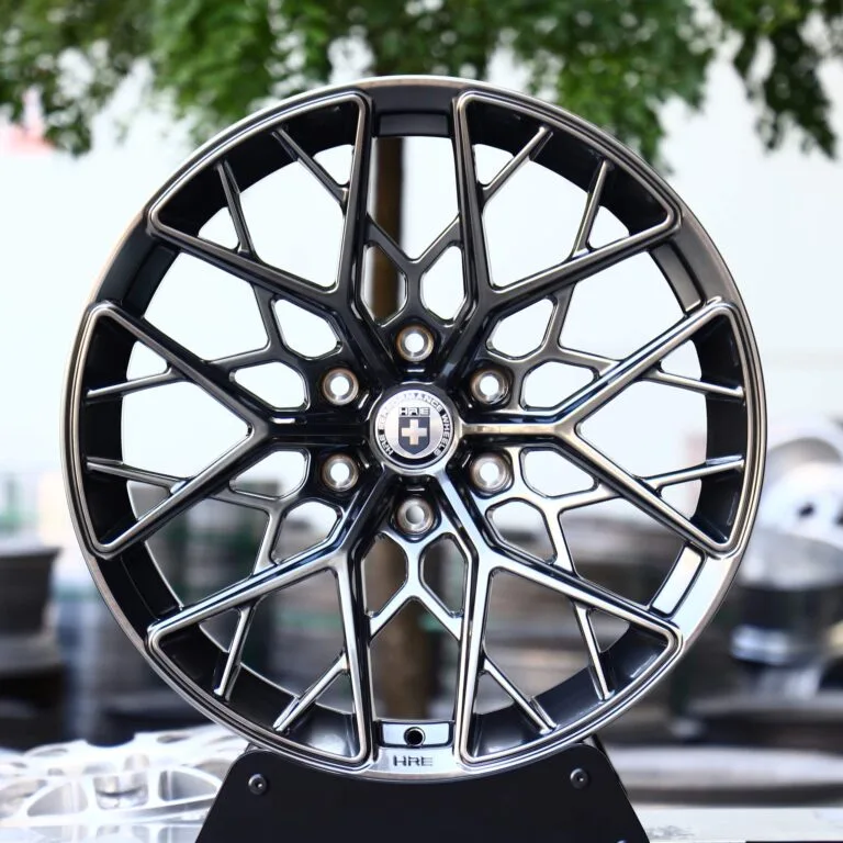 Toyota Tacoma wheels – Metallic Gray Cross-Spoke (HRE Performance P200-Style), front view