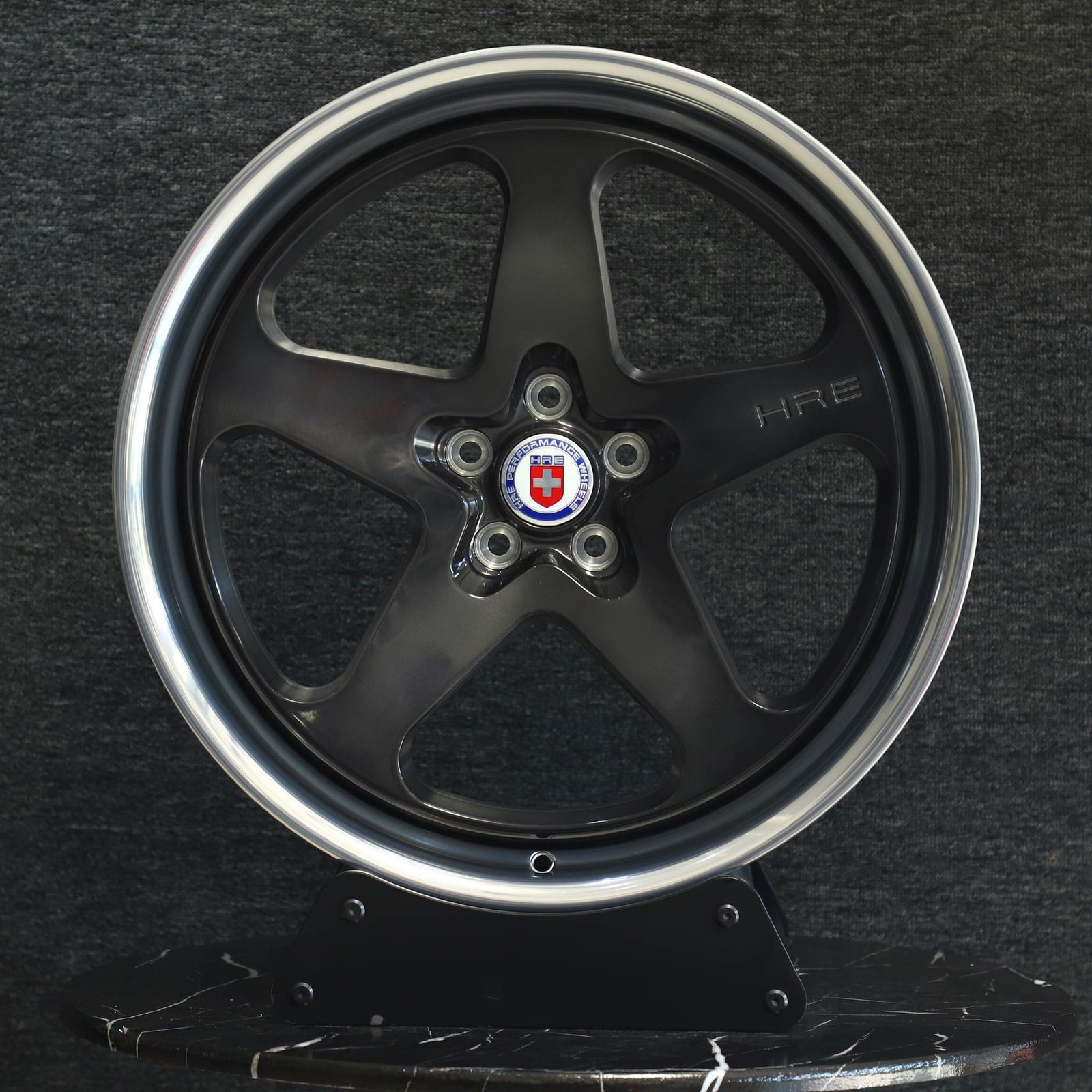 Porsche 911 wheels – HRE Performance Transparent Gray 2-Piece Deep Lip, front view