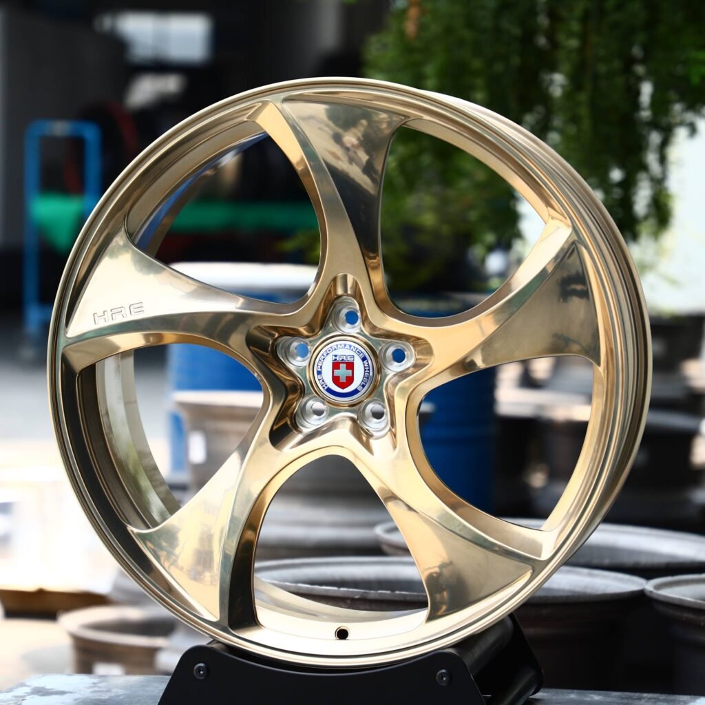 HRE Polished Transparent Gold 5-Spoke Directional Forged Wheels - Porsche 911 / BMW M3 Fitment (5-Lug) view 2