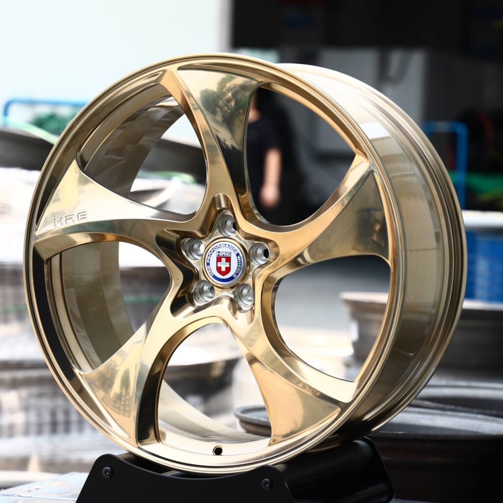 HRE Polished Transparent Gold 5-Spoke Directional Forged Wheels - Porsche 911 / BMW M3 Fitment (5-Lug) view 3