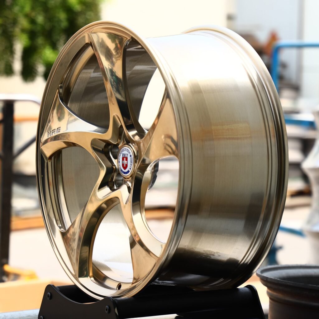 HRE Polished Transparent Gold 5-Spoke Directional Forged Wheels - Porsche 911 / BMW M3 Fitment (5-Lug) view 4