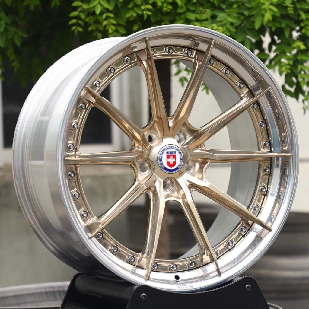 HRE S104SC Brushed Gold Split 10-Spoke Riveted Deep Lip 2-Piece Forged Wheels - BMW M3 / Audi RS5 Fitment (5-Lug) view 2