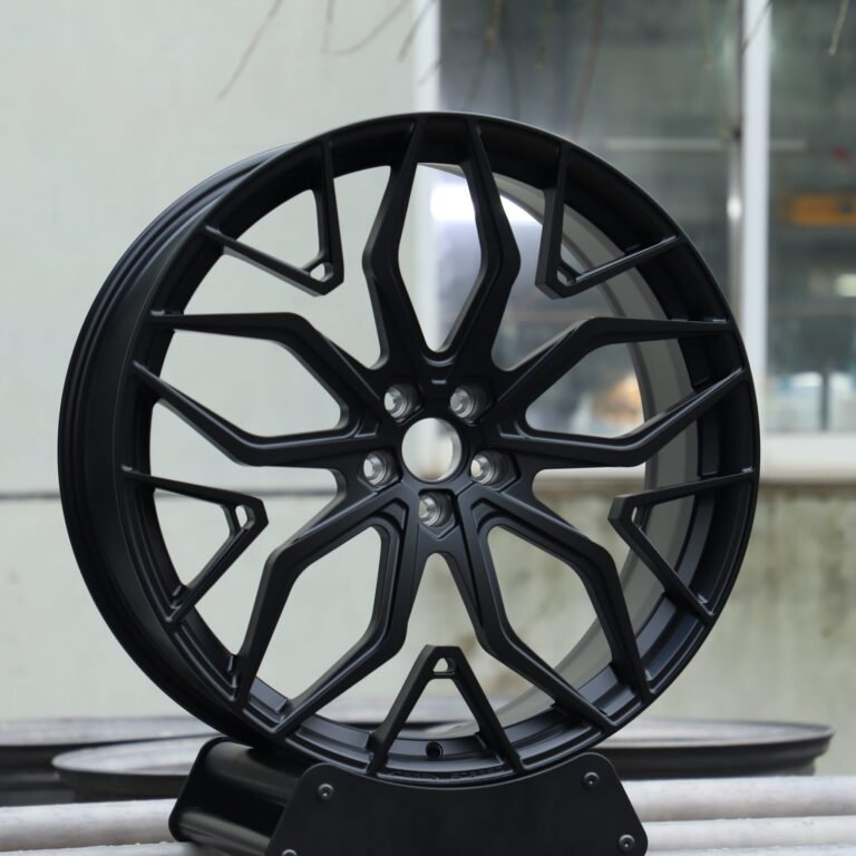 Ferrari 488 wheels – Satin Black Petal-Spoke (HRE P200-Style), front view