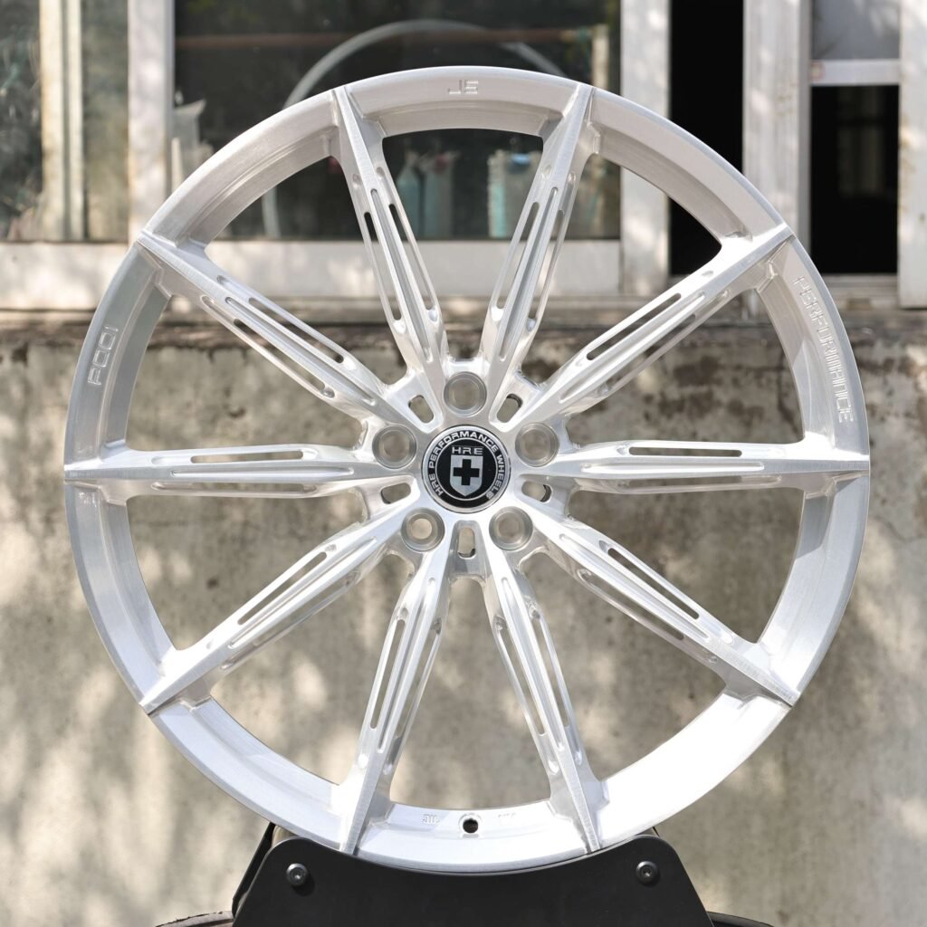 HRE Side-Milled Silver 10-Spoke Forged Wheels - Porsche 911 / BMW M3 Fitment (5-Lug) Monoblock forged wheel