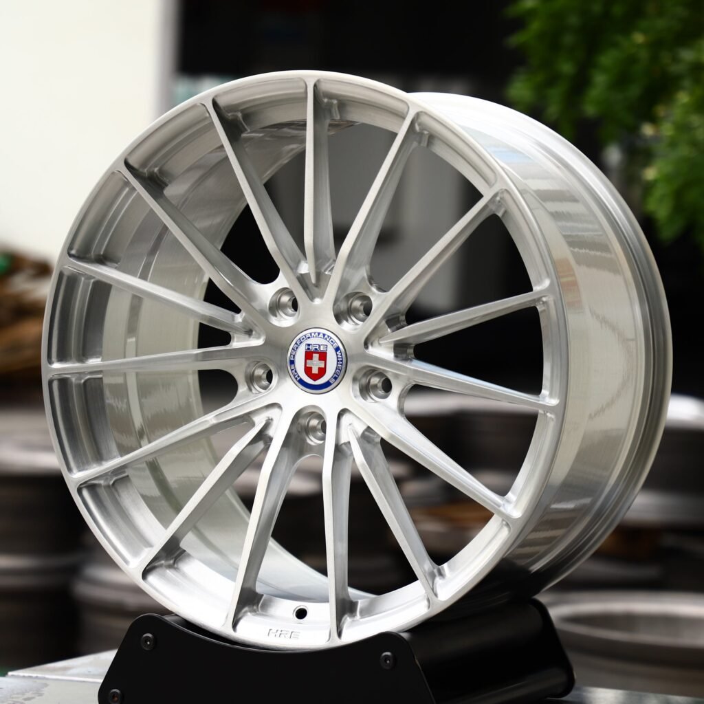 Lamborghini Aventador wheels – Silver 5 W-Spoke (HRE P101-Style), angled view