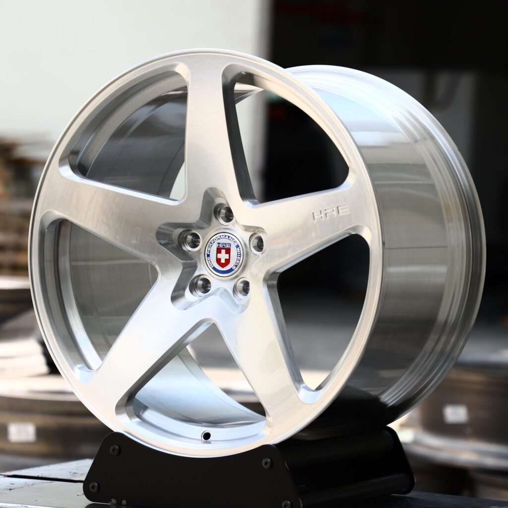 BMW M3 G80 wheels – HRE Silver Brushed, angled view