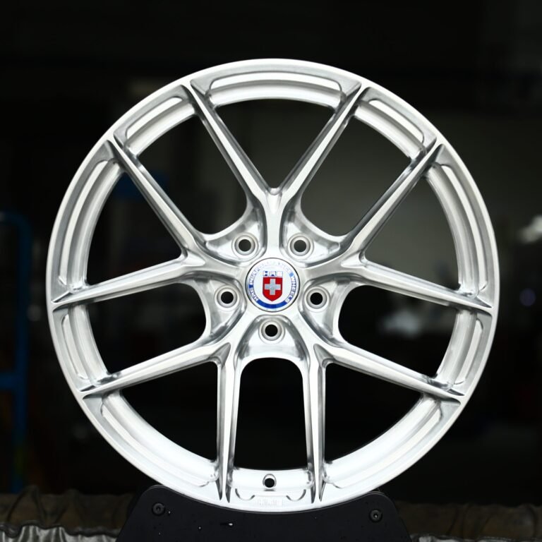 Porsche 911 wheels – Silver / Brushed Silver 5 Y-Spoke (HRE P101-Style), front view