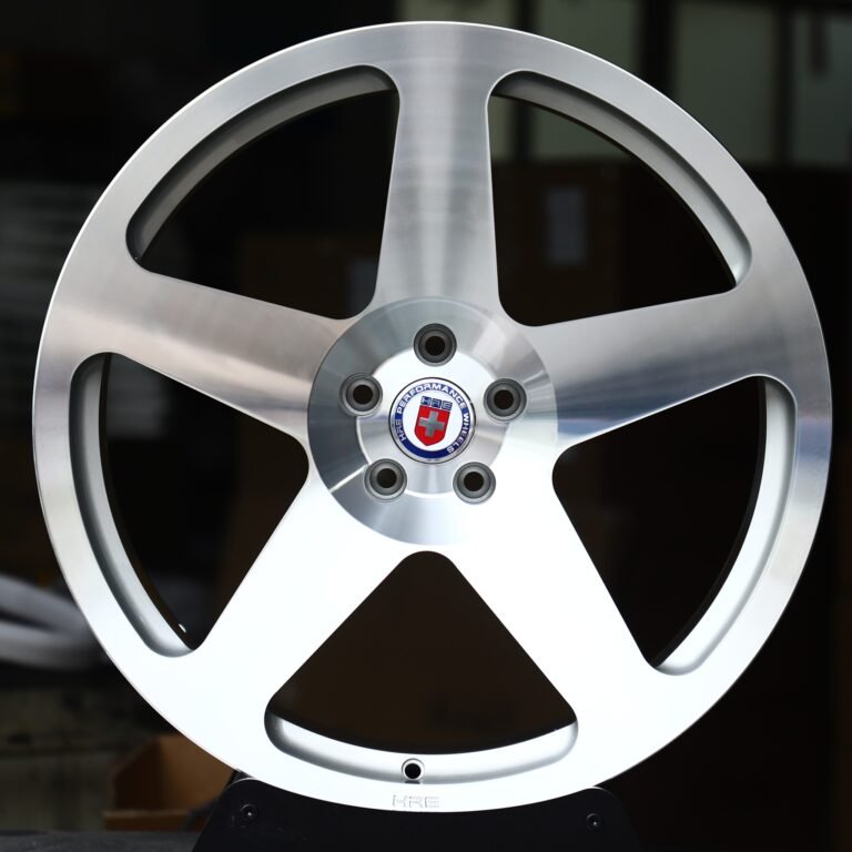 Porsche 911 wheels – Brushed Silver 5-Spoke (HRE-Style), front view