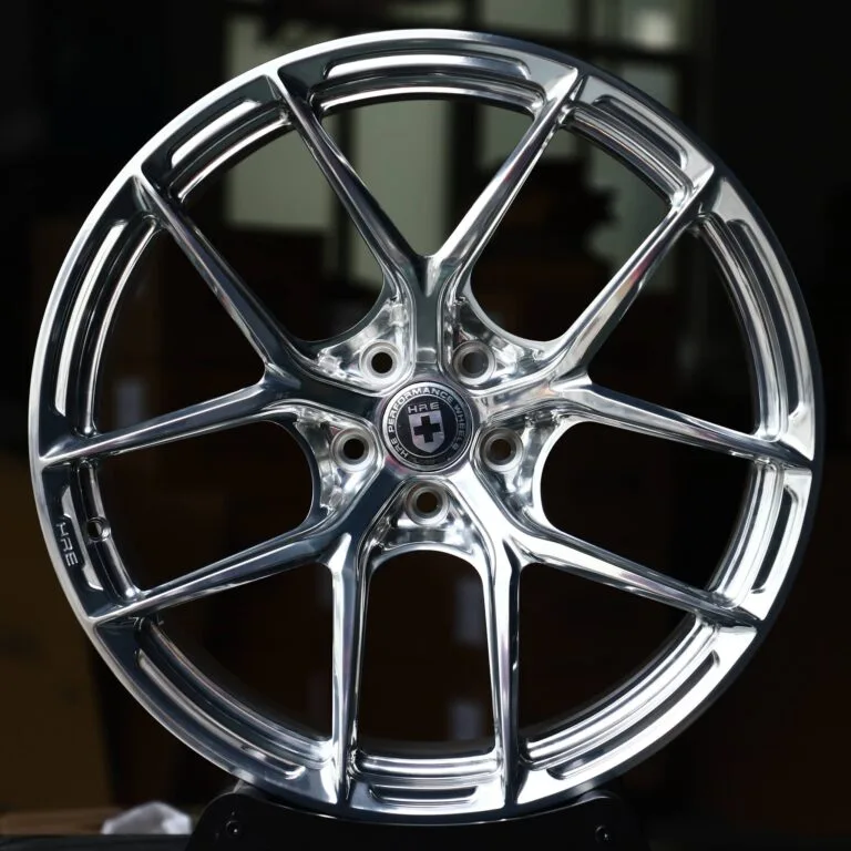 HRE-Style Chrome 5 Y-Spoke Forged Wheels – Porsche 911 / M3, front view