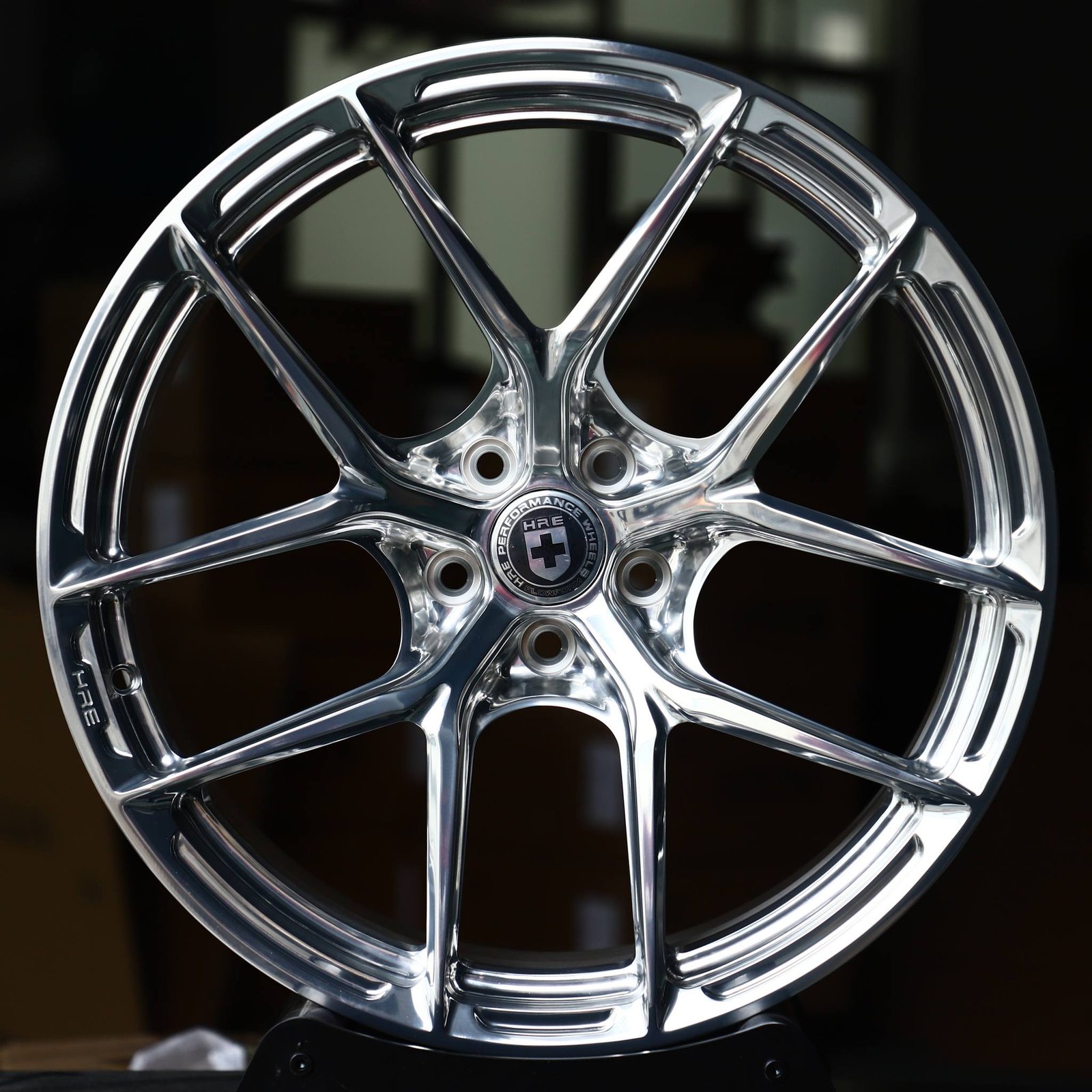Porsche 911 wheels – Chrome 5 Y-Spoke (HRE-Style), front view