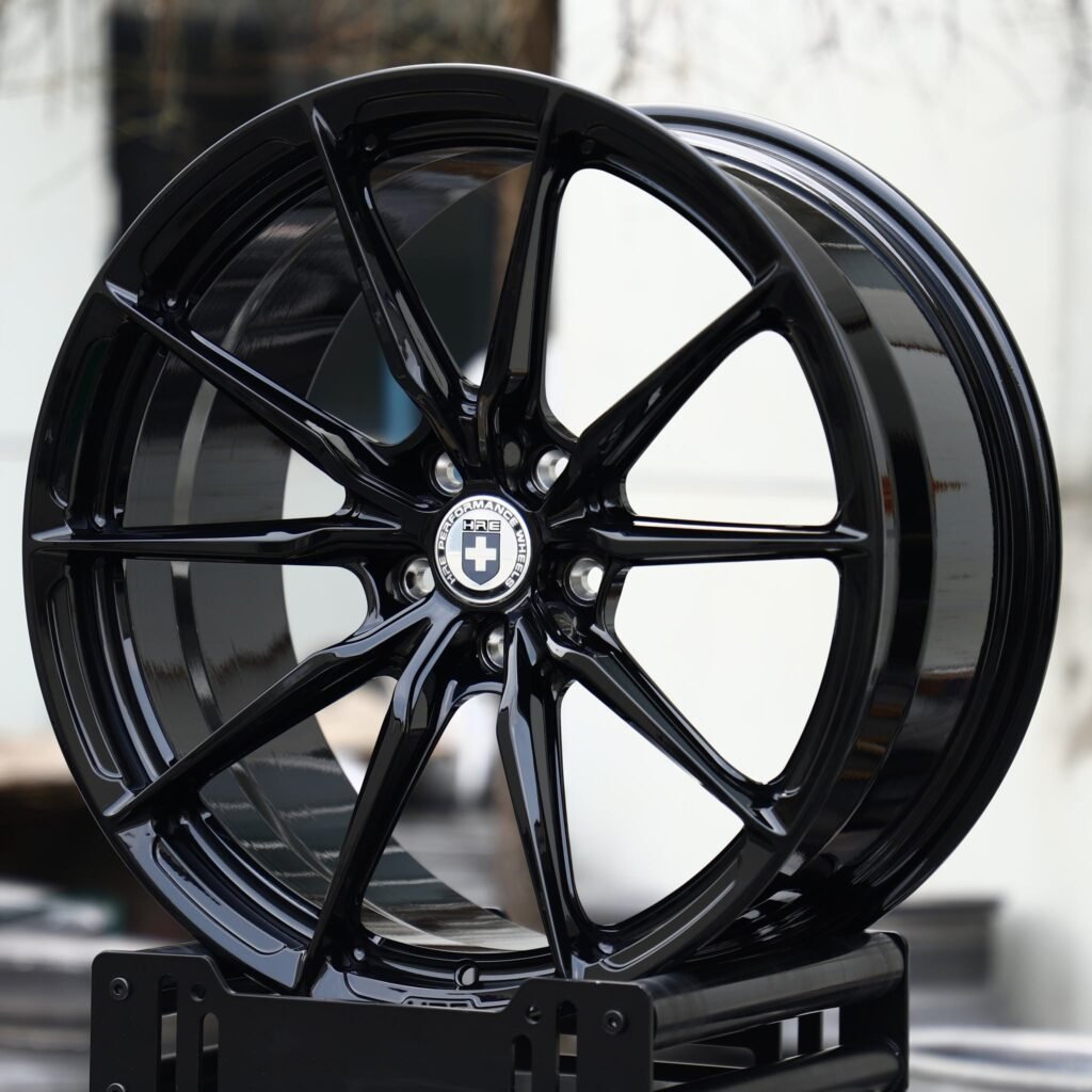 BMW M3 wheels – Gloss Black 10-Spoke (HRE-Style), angled view