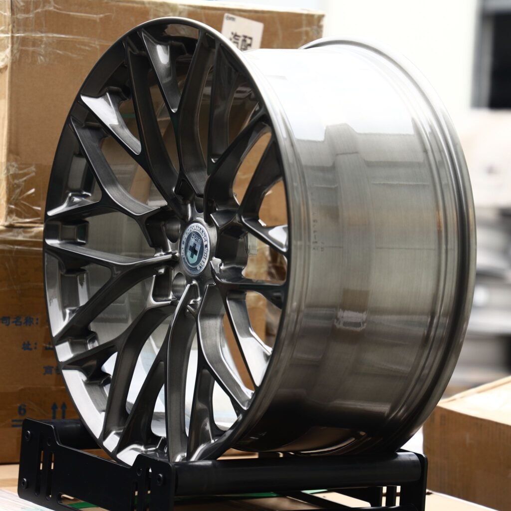 5x130 wheels – Gunmetal Mesh Multi-Spoke (HRE-Style), side view