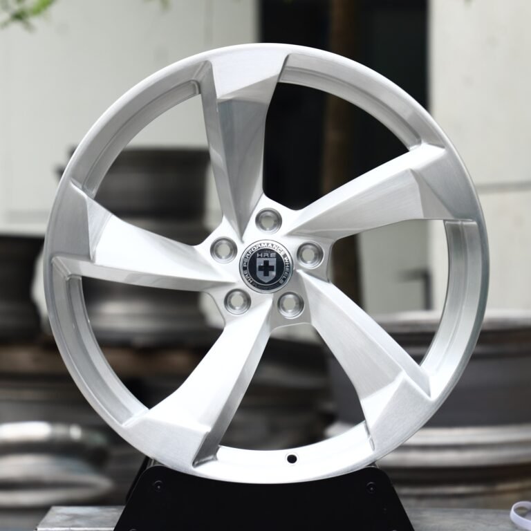 Porsche 911 wheels – Hyper Silver 5-Spoke Rotor (HRE-Style), front view