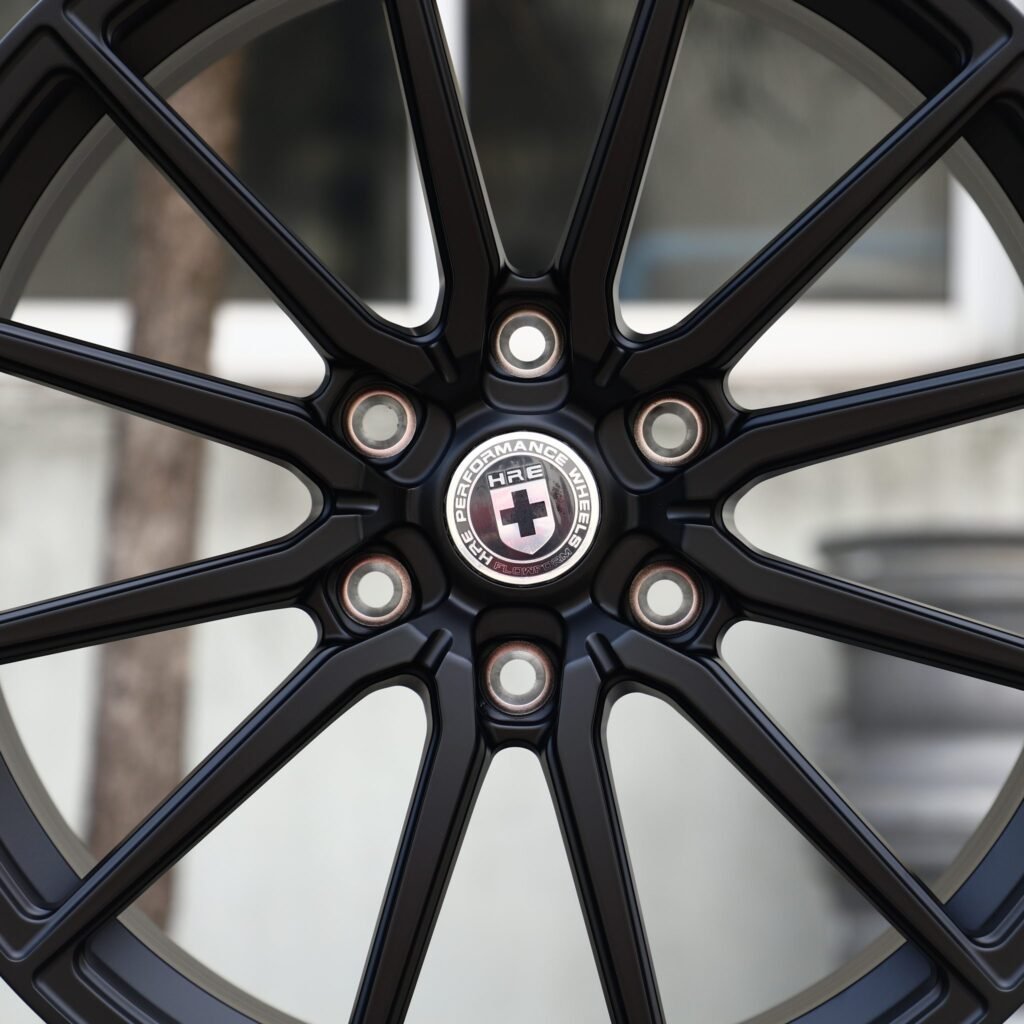 Toyota Tacoma wheels – Matte Black Multi-Spoke (HRE-Style), lip and barrel detail