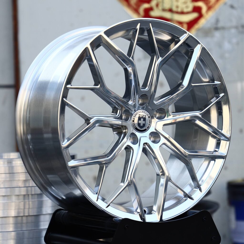 BMW M3 wheels – Mirror Polished 10 Y-Spoke Mesh (HRE-Style), angled view