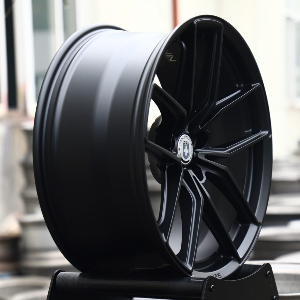5x130 wheels – Satin Black 5 Y-Spoke (HRE-Style), side view