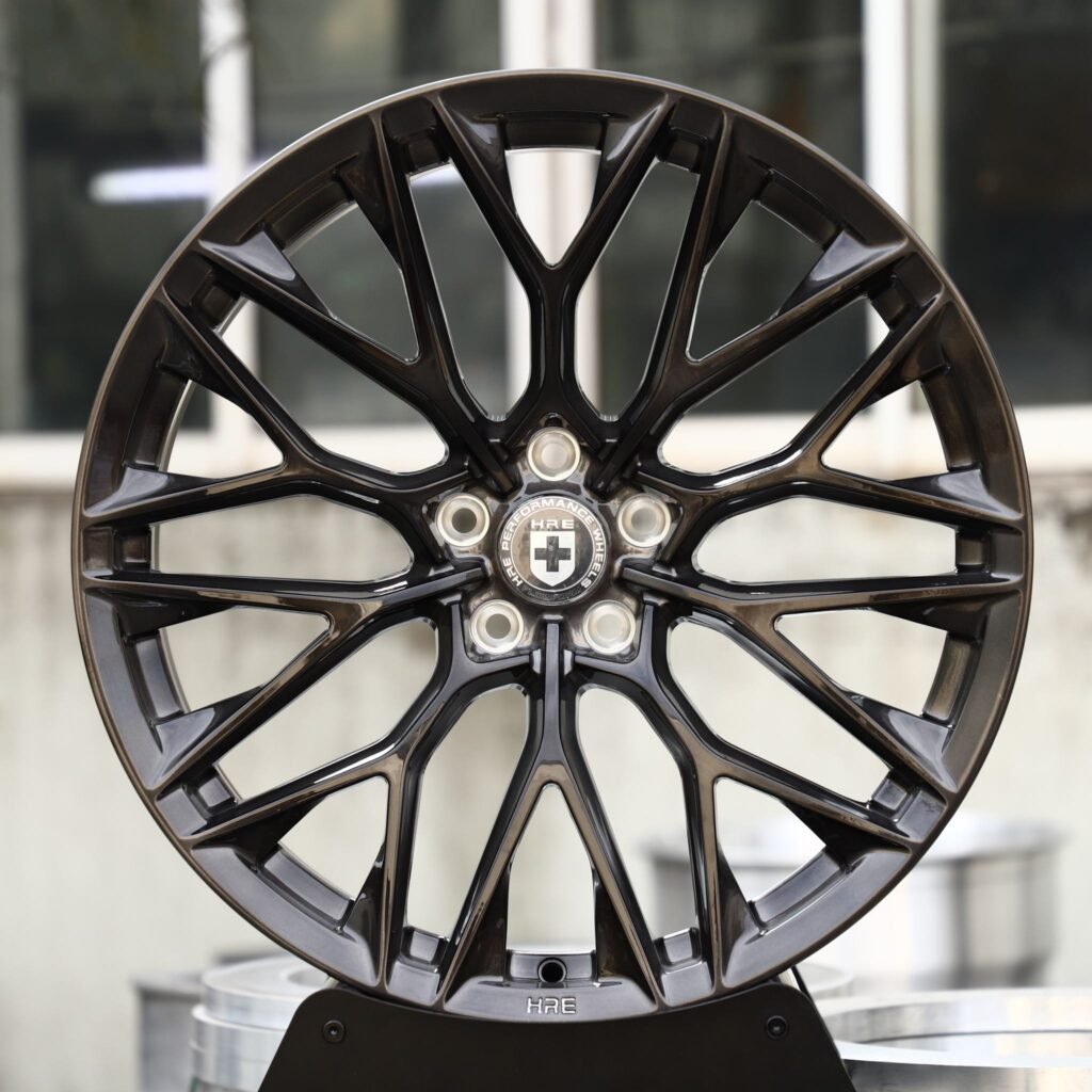 Porsche 911 wheels – Transparent Gray 10 Y-Spoke Mesh (HRE-Style), front view