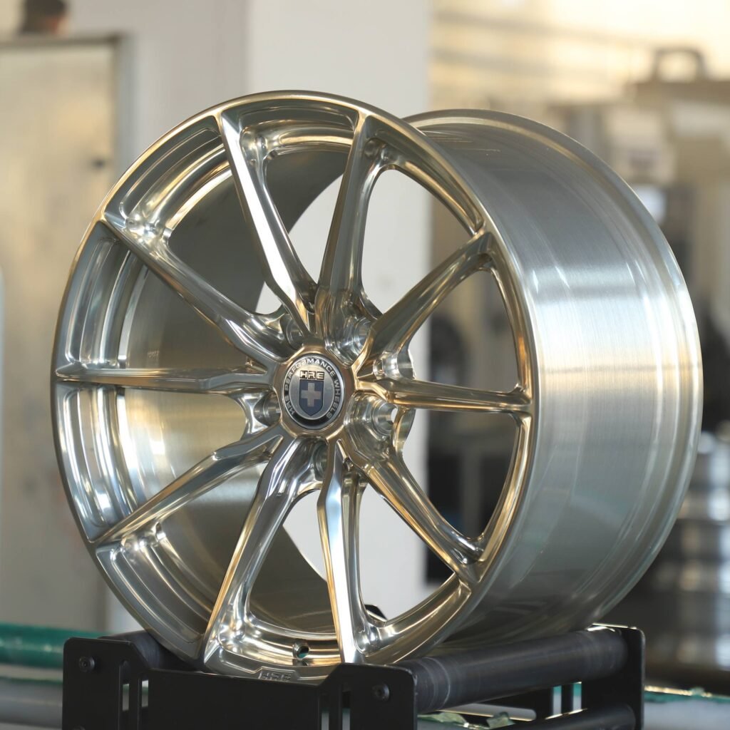 5x130 wheels – Transparent Frozen Gold 5 V-Spoke (HRE P104SC-Style), side view