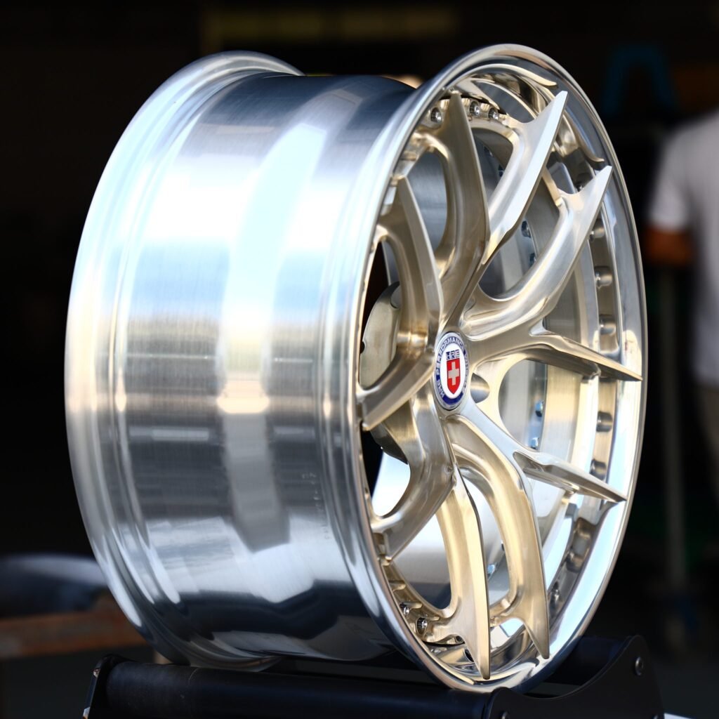 BMW M3 G80 wheels – HRE Transparent Gold 2-Piece, angled view