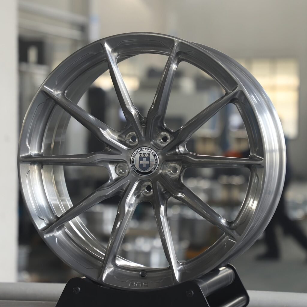 Lamborghini Aventador wheels – Transparent Gray 10-Spoke (HRE P101-Style), angled view
