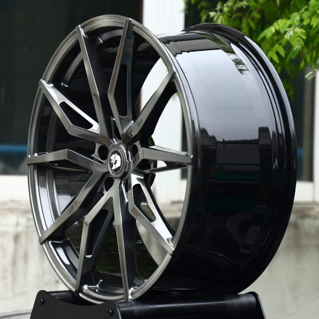 5x108 wheels – Gunmetal Machined Multi-Spoke (Jaguar OEM-Style), side view
