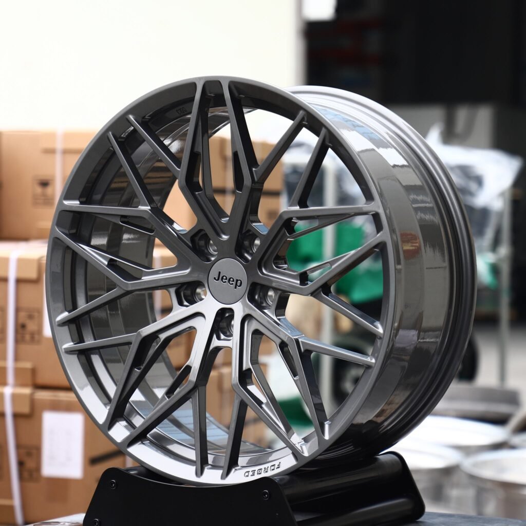 Jeep Grand Cherokee wheels – Light Gunmetal Mesh Multi-Spoke (Jeep OEM-Style), angled view