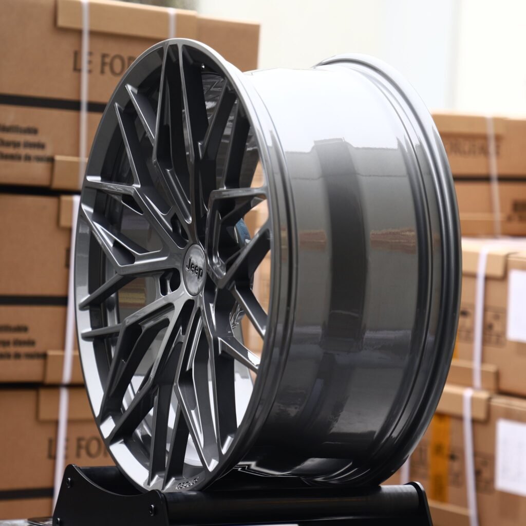 5x127 wheels – Light Gunmetal Mesh Multi-Spoke (Jeep OEM-Style), side view