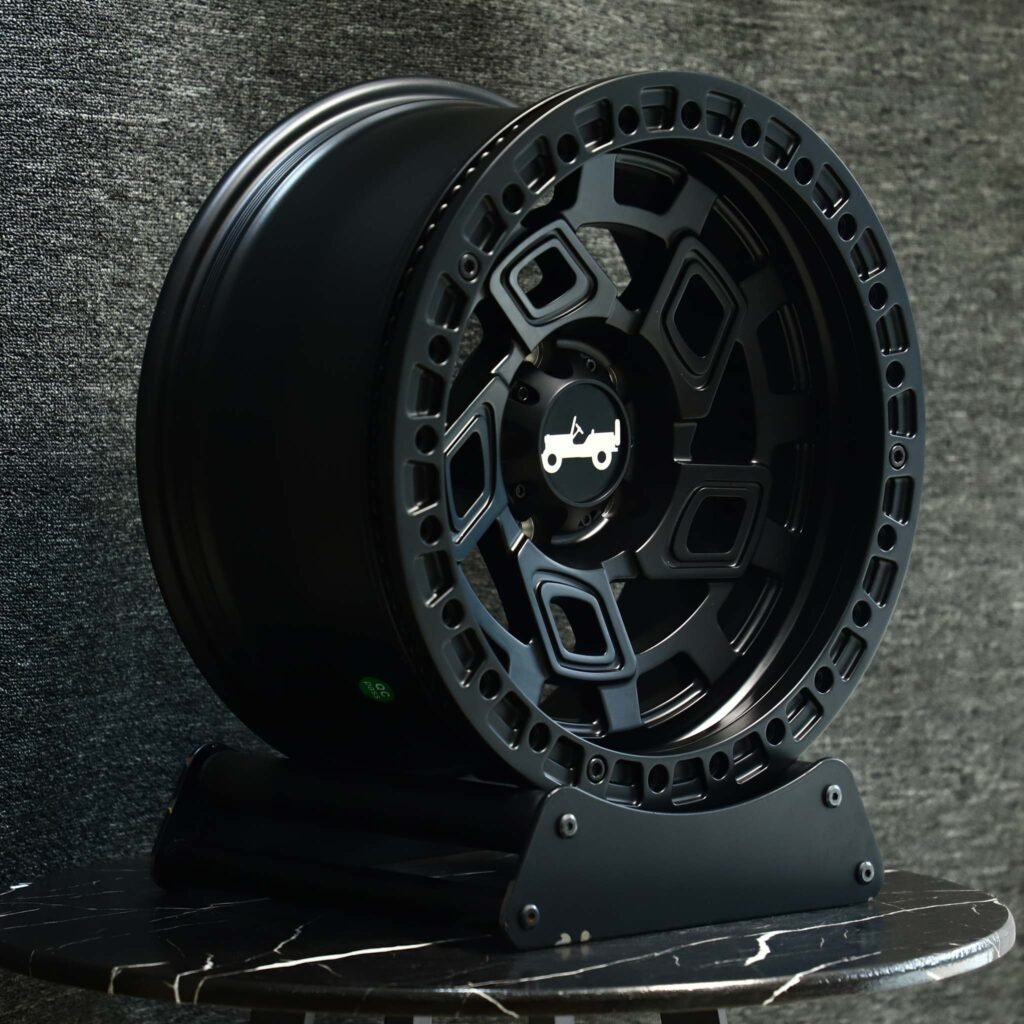 Jeep Grand Cherokee wheels – Gloss Black Double Ring Lip, angled view