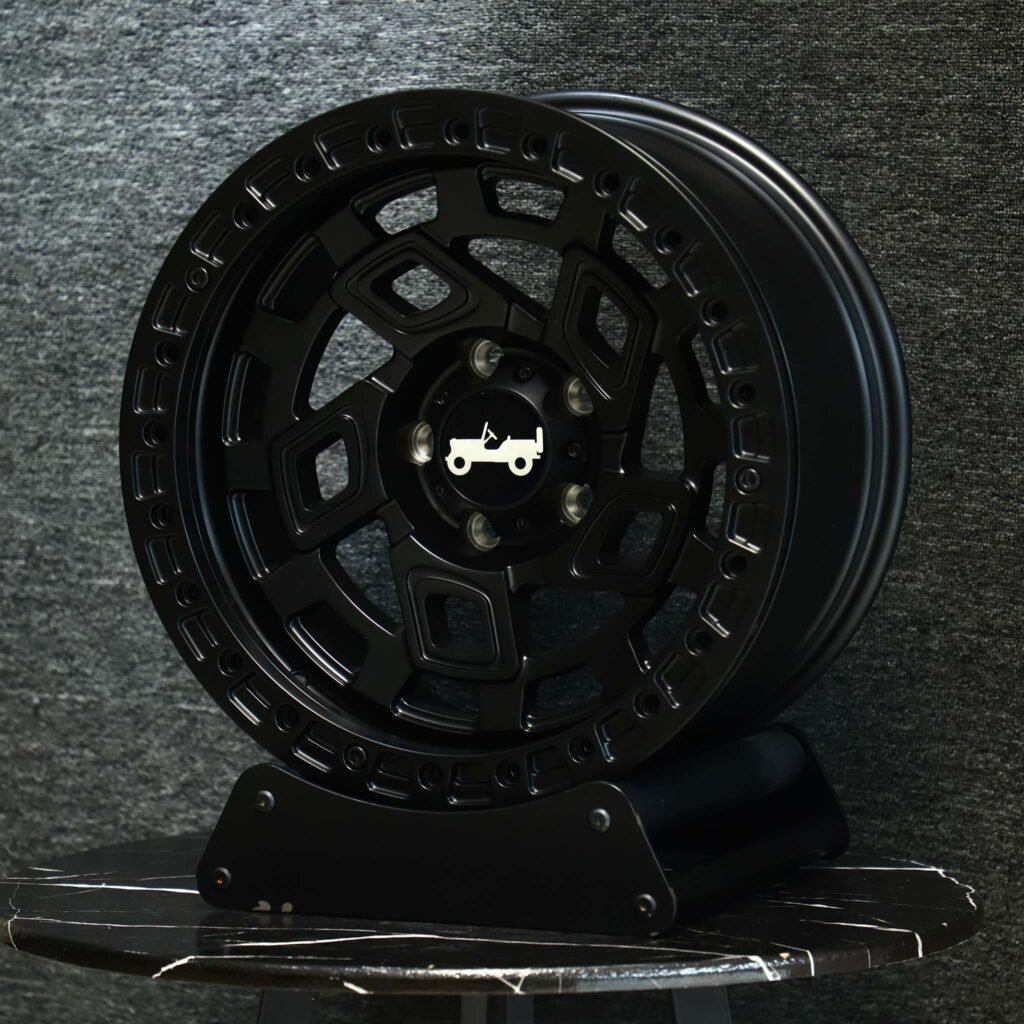 5x127 wheels – Gloss Black Double Ring Lip, side view