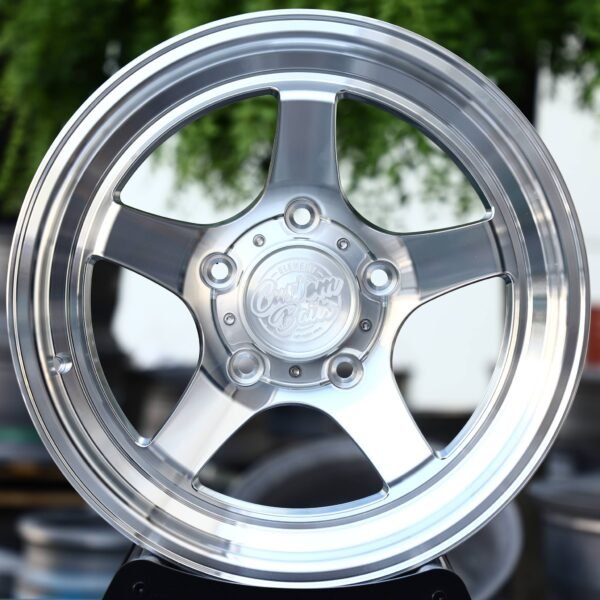Jeep Wrangler wheels – Mirror Polished 5-Spoke Deep Lip, front view