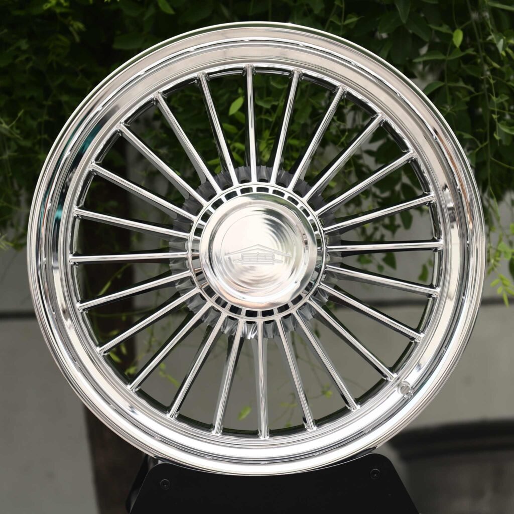 Jeep Wrangler wheels – Mirror Polished Fine Multi-Spoke Deep Lip, front view