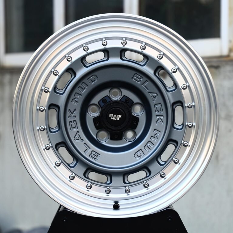 Jeep Wrangler wheels – Gunmetal / Polished Riveted Slotted Deep Lip, front view