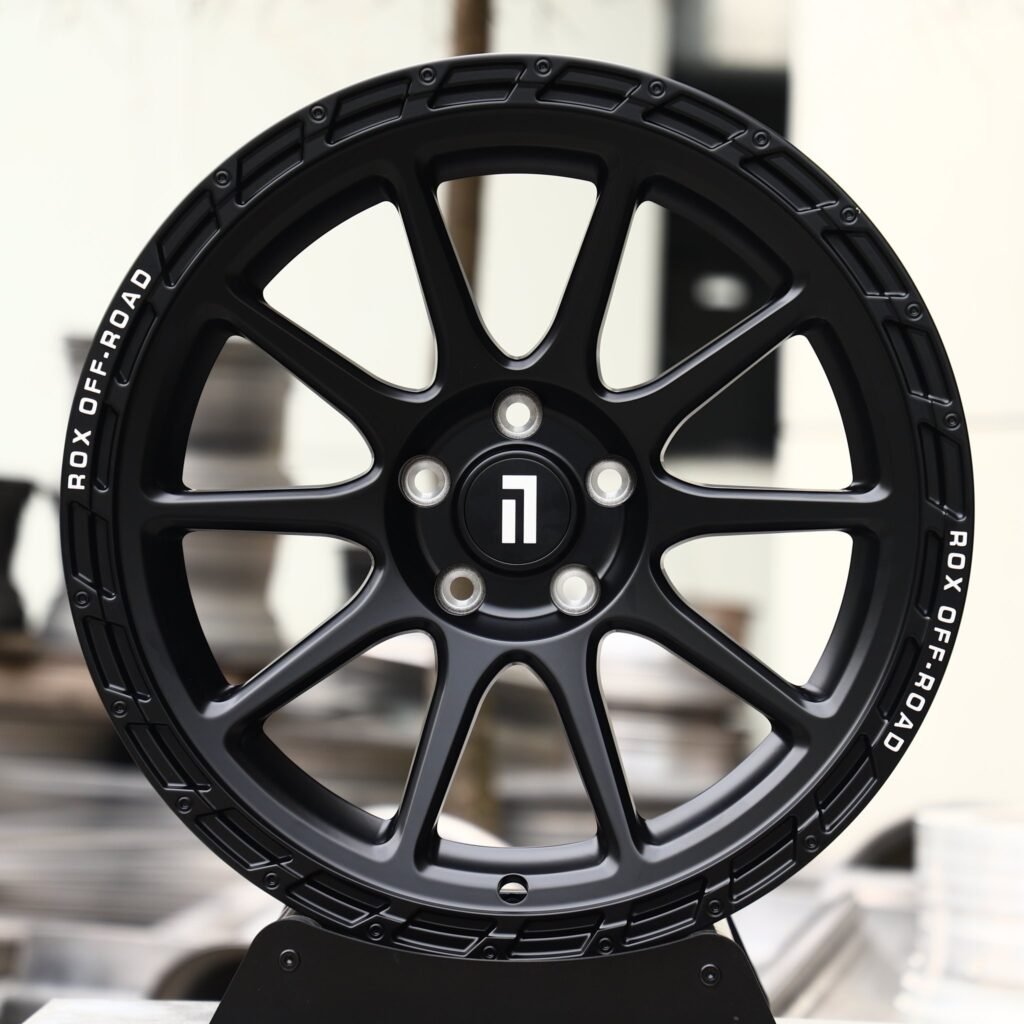 Jeep Wrangler wheels – Matte Black 10-Spoke, front view