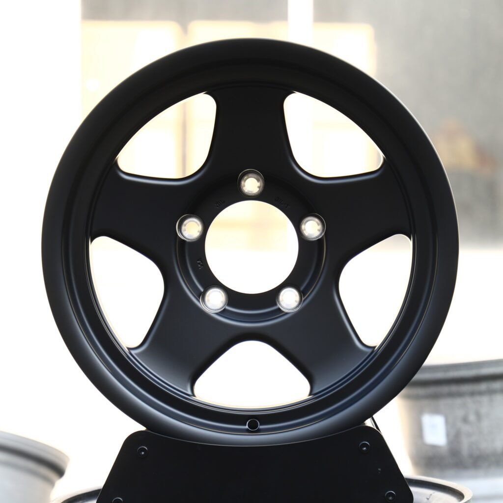 Jeep Wrangler wheels – Matte Black 5-Spoke Deep Lip, front view