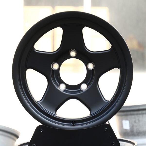 Jeep Wrangler wheels – Matte Black 5-Spoke Deep Lip, front view
