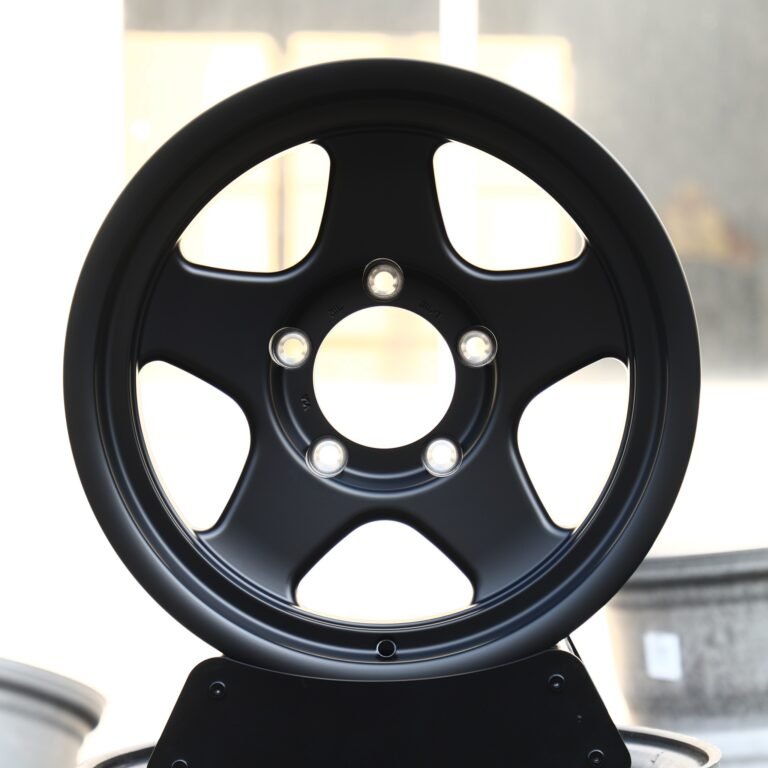 Jeep Wrangler wheels – Matte Black 5-Spoke Deep Lip, front view
