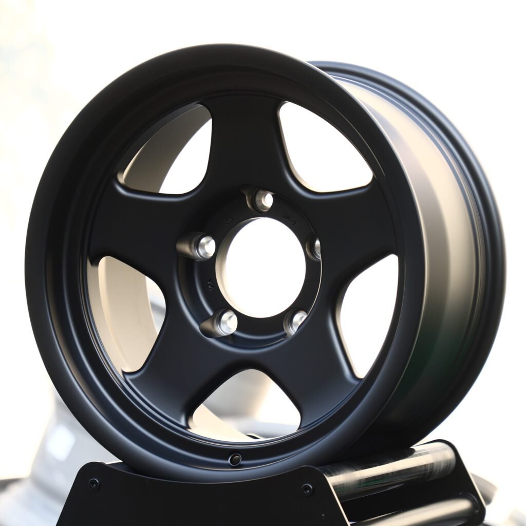 5x127 wheels – Matte Black 5-Spoke Deep Lip, side view