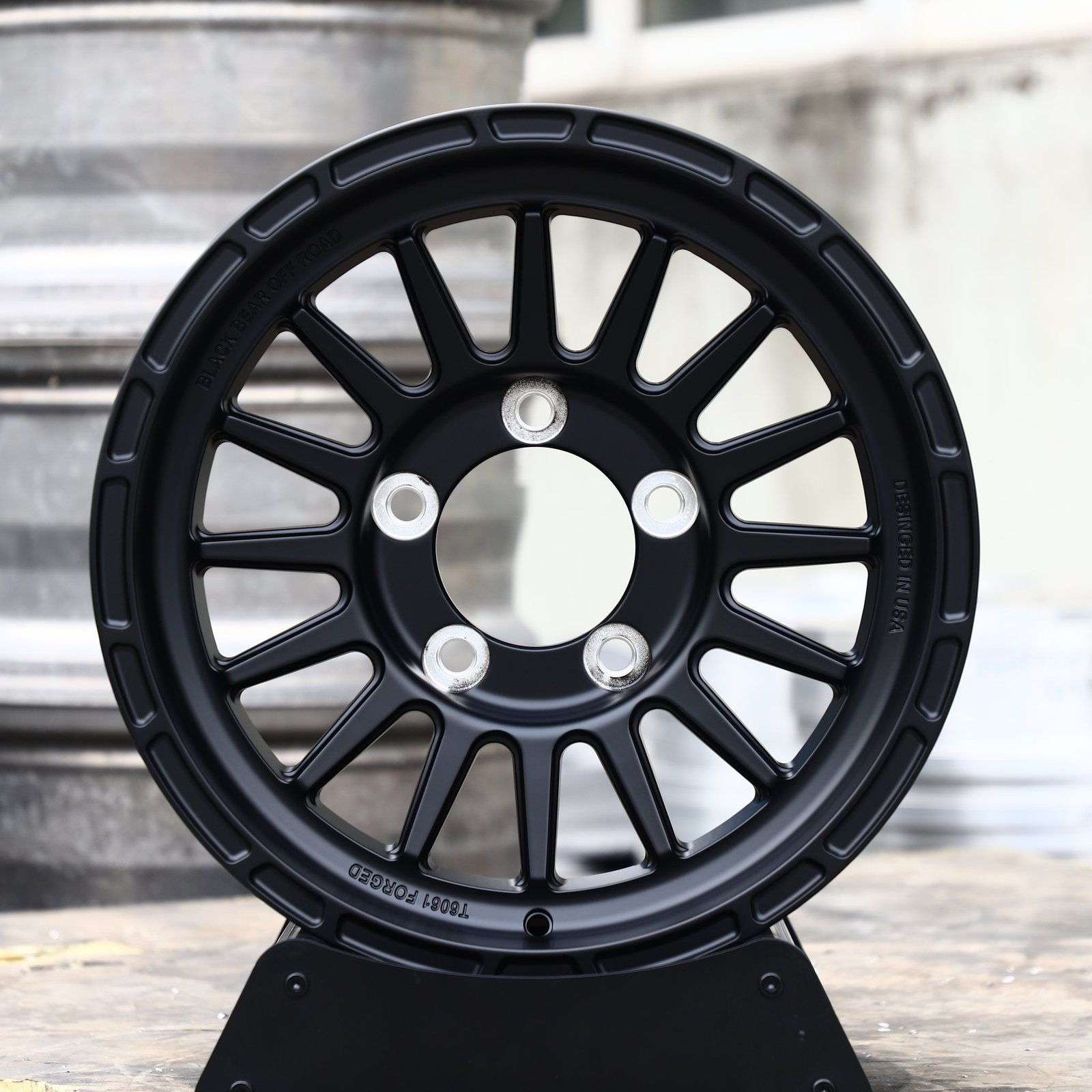 Jeep Wrangler wheels – Matte Black Multi-Spoke Deep Lip, front view