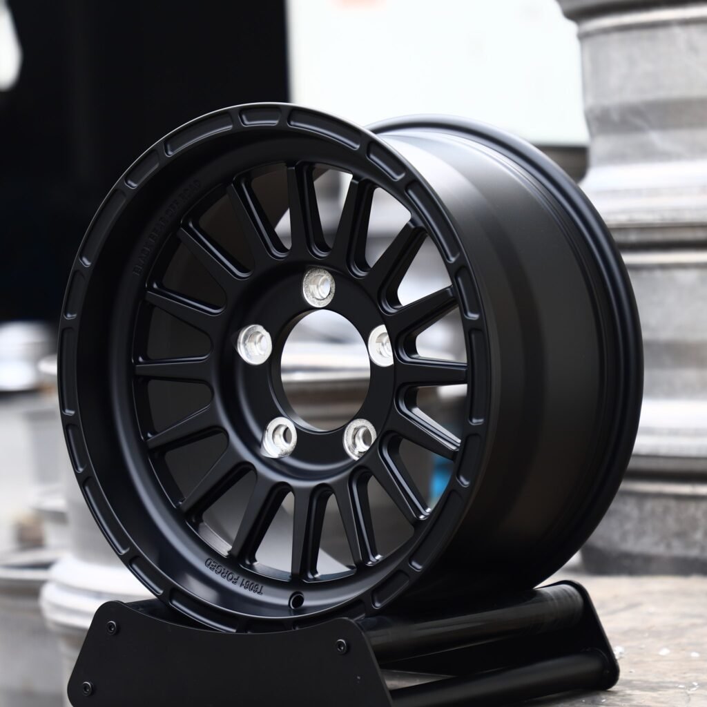 5x127 wheels – Matte Black Multi-Spoke Deep Lip, side view