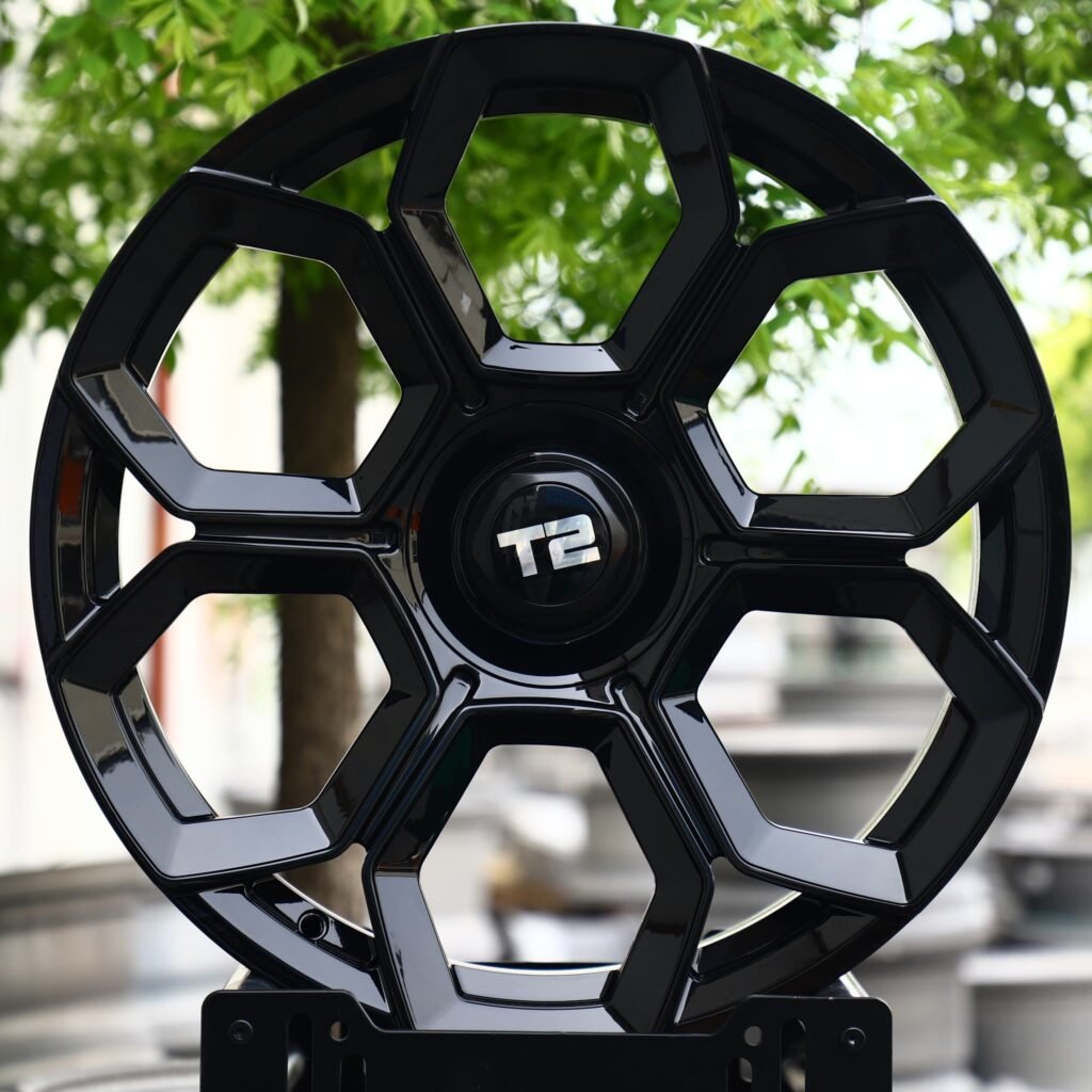 Jetour T2 wheels – Gloss Black Hex Multi-Spoke (Jetour T2 OEM-Style), front view