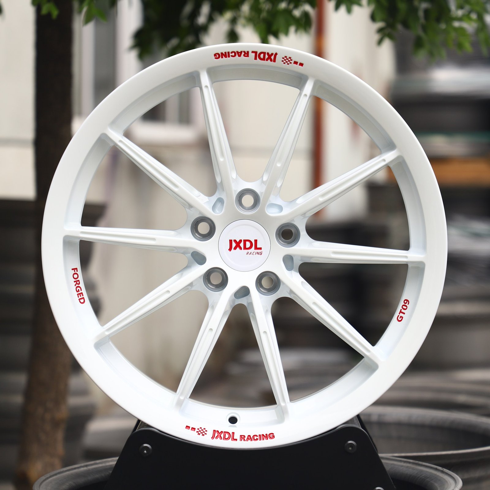 Porsche 911 wheels – JXDL Gloss White 10-Spoke, front view