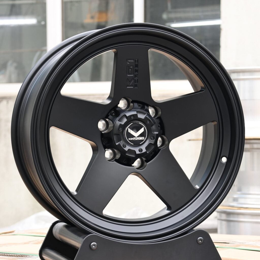 Toyota Tacoma wheels – KG1 Custom Finish 5-Spoke Deep Lip, angled view