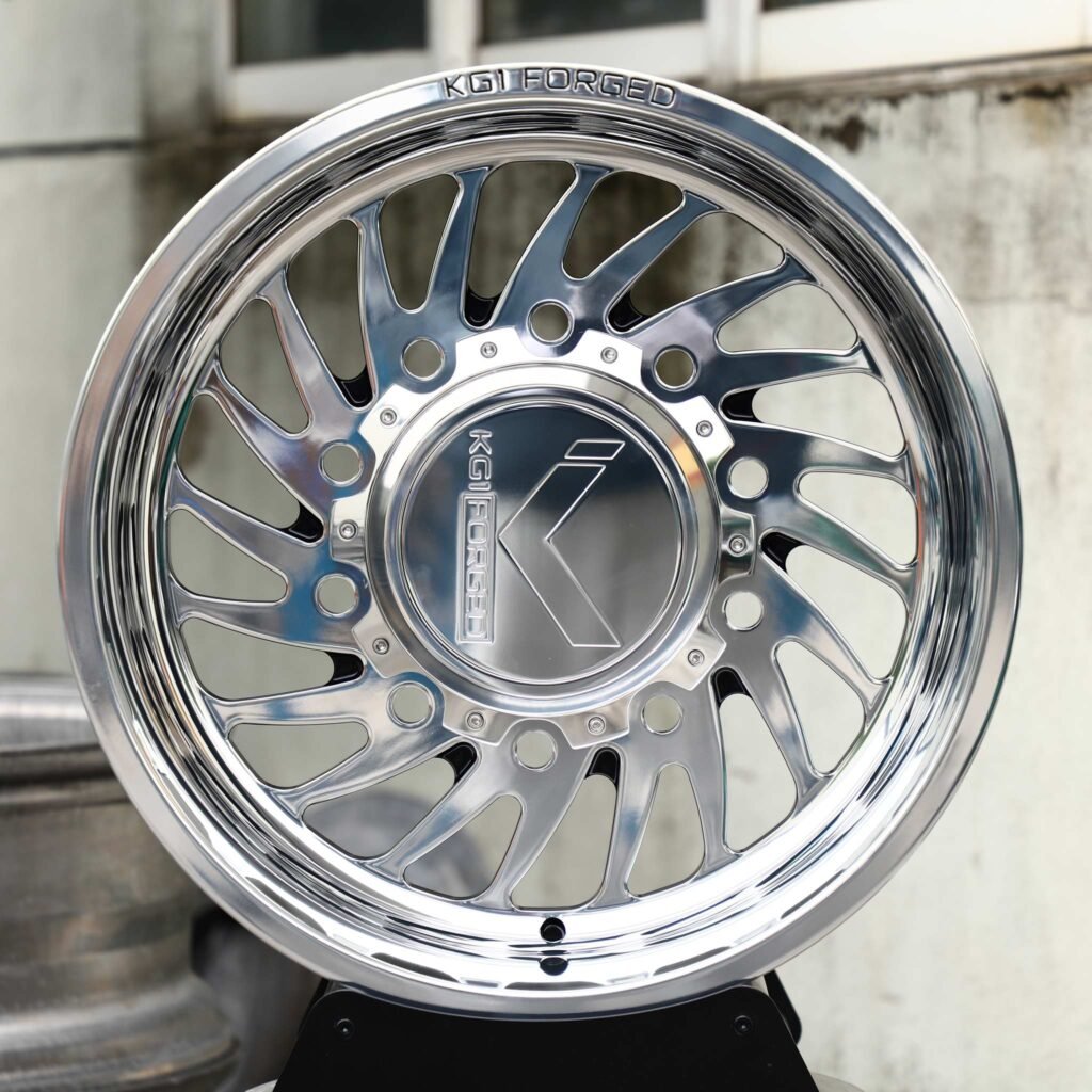 Jeep Wrangler wheels – Mirror Polished Spiral Multi-Spoke (KG1 Forged-Style), front view