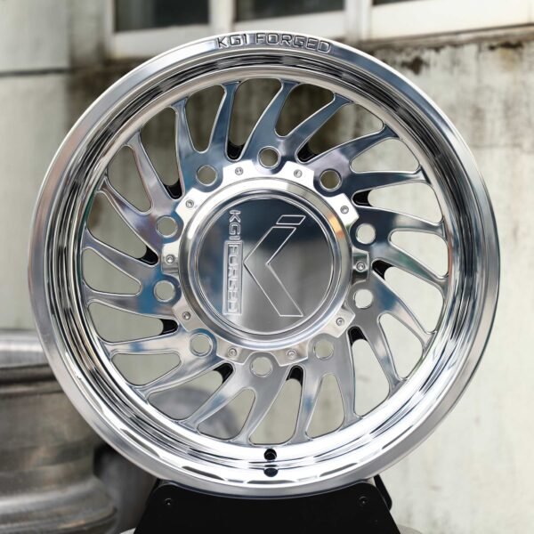 Jeep Wrangler wheels – Mirror Polished Spiral Multi-Spoke (KG1 Forged-Style), front view