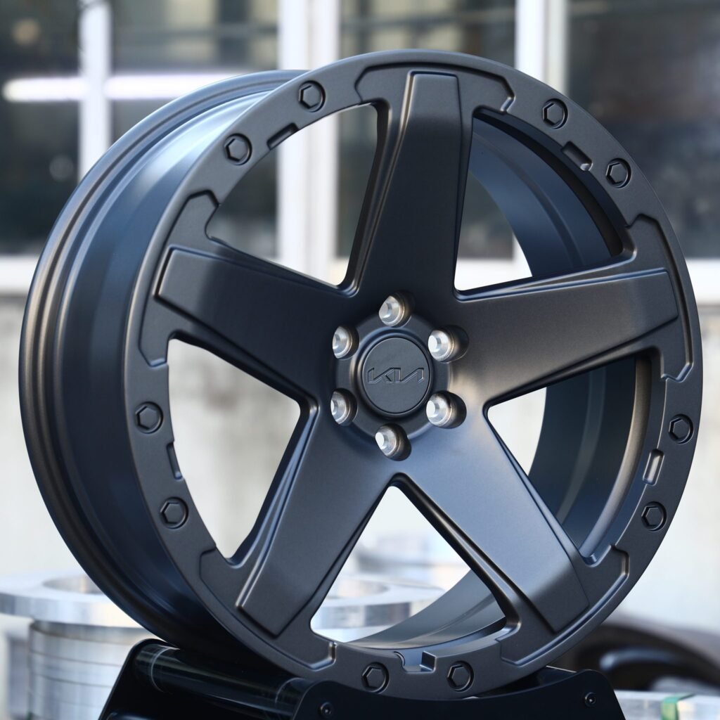 Kia Mohave wheels – Gunmetal 5-Spoke (Kia OEM-Style), angled view