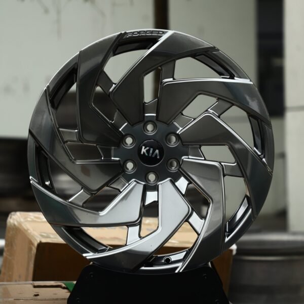 Kia Tasman wheels – Gunmetal Machined Turbine Directional (Kia OEM-Style), front view