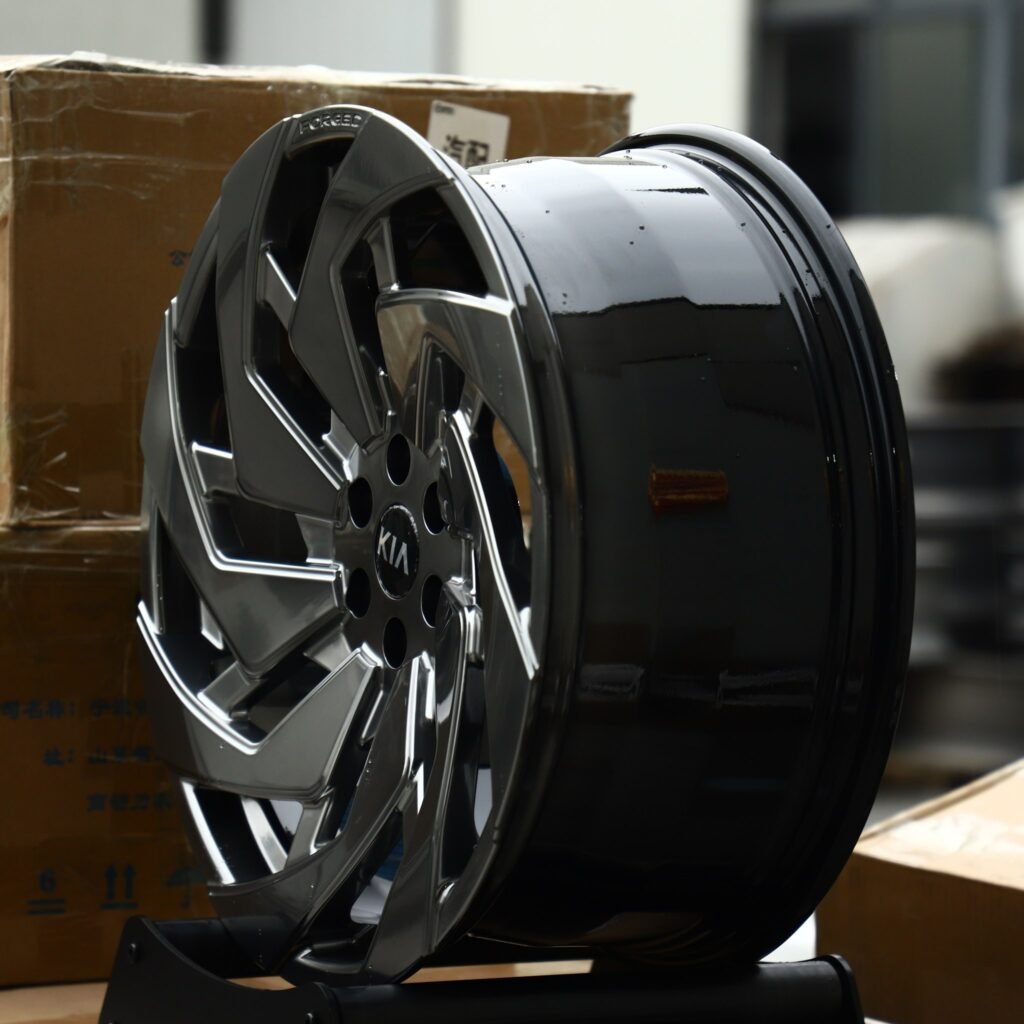 6x139.7 wheels – Gunmetal Machined Turbine Directional (Kia OEM-Style), side view