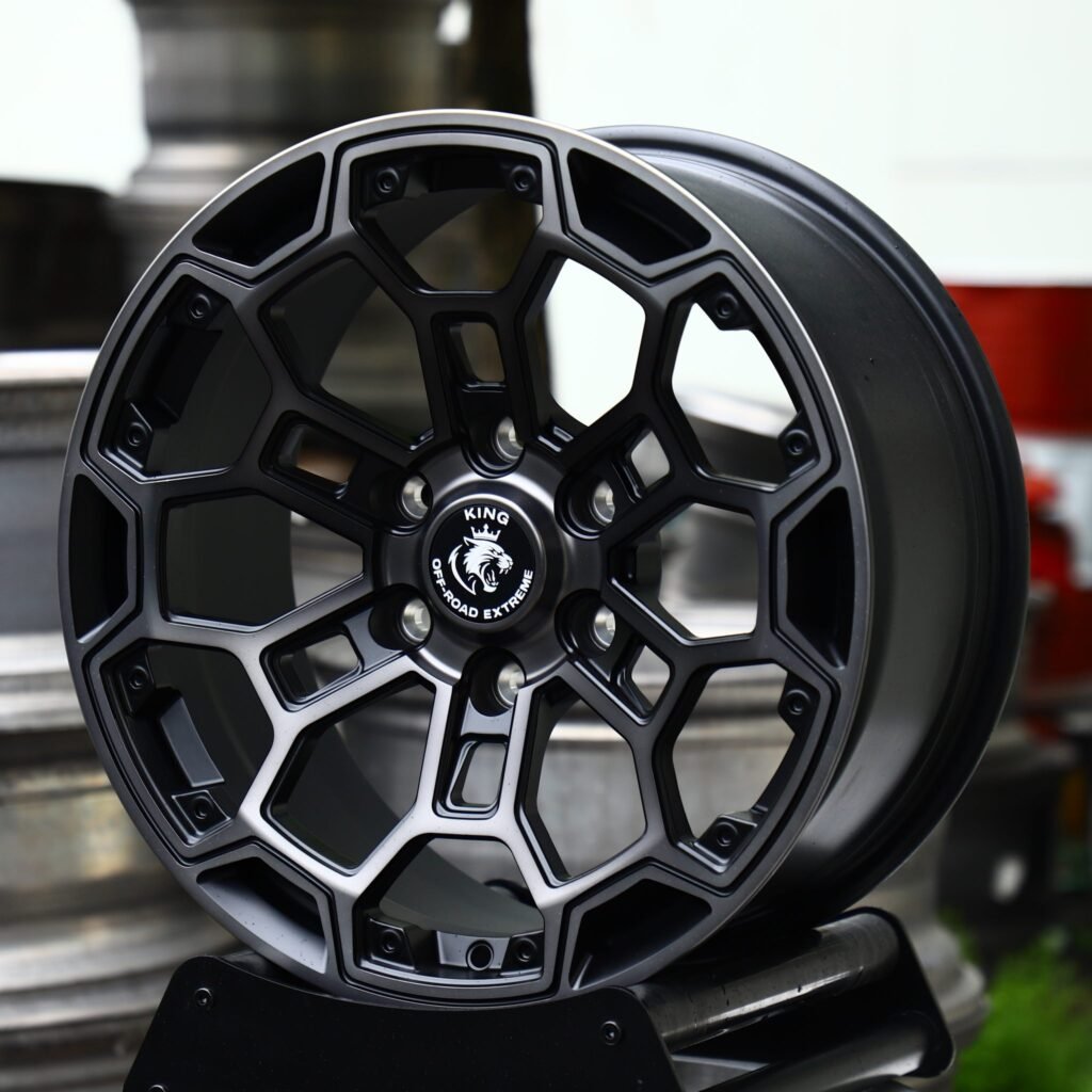Chevrolet Silverado 1500 wheels – King -Style Matte Black Honeycomb (King Off-Road-Style), angled view