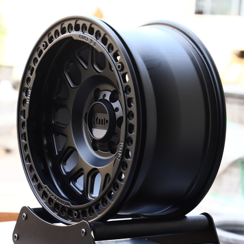 8x165.1 wheels – KMC Gloss Black Beadlock, side view