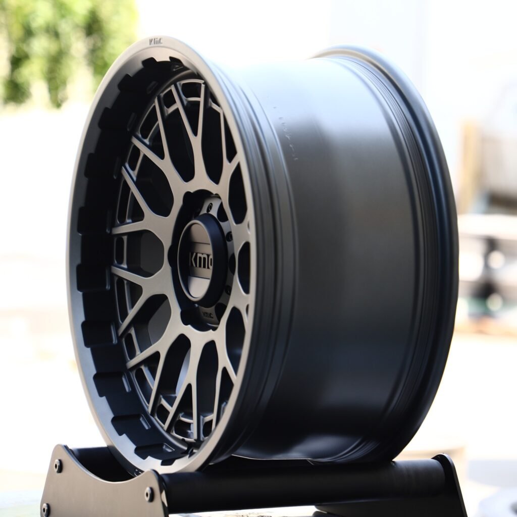 6x139.7 wheels – KMC Gray Double Ring Lip, side view